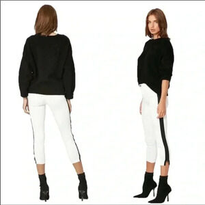 Etienne Marcel Los Angeles White Blk striped Jeans Sz 24